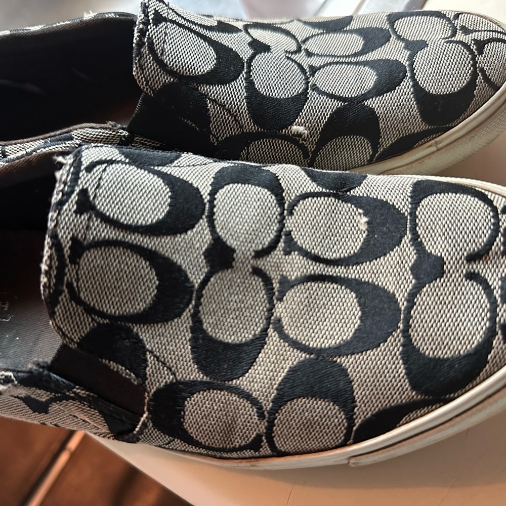 Coach Monogram Black and White Slip-Ons - Picture 9 of 13